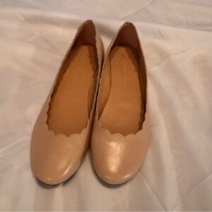 LC Lauren Conrad Nude Leather Scalloped Ballet Flats Women’s Size 9
